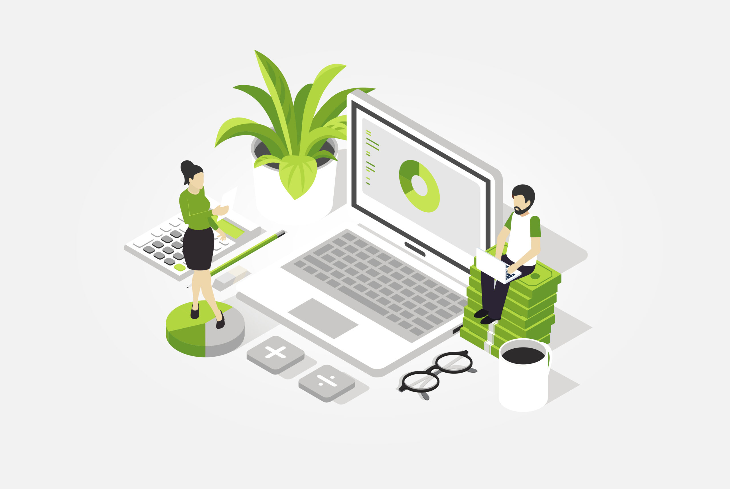 Ilustração de plataforma cloud para gestão contabilística automatizada